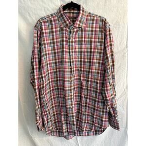 Peter Millar Mens Large Button Down Long Sleeve Plaid